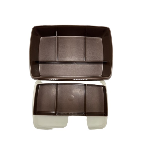 Vintage Tupperware Tuppercraft Divided Dish Lunch Kit Brown - Picture 3 of 5